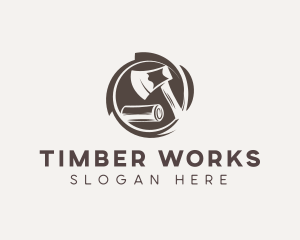 Wood Axe Carpenter logo design