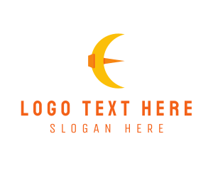 Clever - Moon Pickaxe Letter E logo design