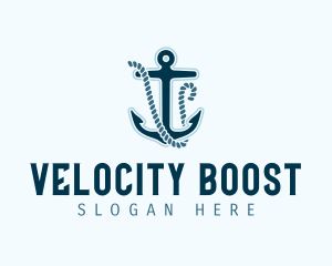 Anchor Rope Letter V logo design