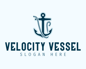 Anchor Rope Letter V logo design