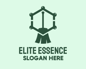 Cleaning Equipment - Green Broom Hexagon logo design