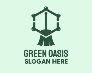 Green Broom Hexagon logo design