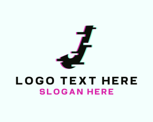 Software - Tech Glitch Letter J logo design