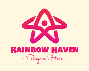 Pink Gradient Human Star logo design