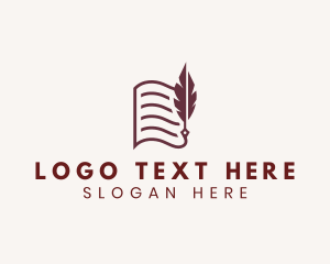 Feather - Quill Pen Paper Writer logo design