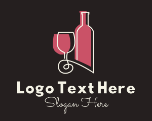 Red Wine - Minimalist Wine Bottle & Glass logo design