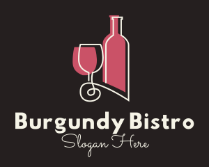 Burgundy - Minimalist Wine Bottle & Glass logo design