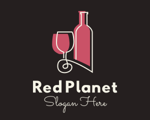 Minimalist Wine Bottle & Glass logo design