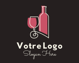 Bar - Minimalist Wine Bottle & Glass logo design