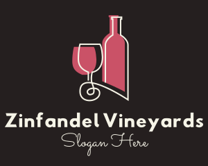 Zinfandel - Minimalist Wine Bottle & Glass logo design