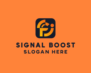 Digital Signal Letter FJ logo design