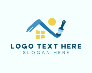 Color - Paint Brush House Roof logo design