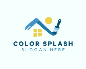 Paint Brush House Roof  logo design