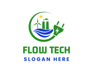 Natural Energy Electric Plug logo design