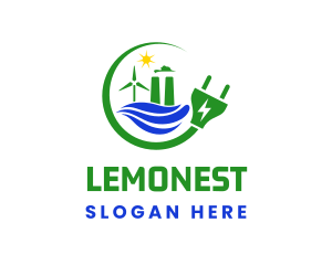 Sustainable Energy - Natural Energy Electric Plug logo design