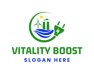 Vitality - Natural Energy Electric Plug logo design