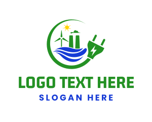 Electricity - Natural Energy Electric Plug logo design