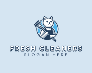 Cat Sweeper Cleaner logo design