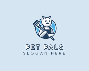 Cat Sweeper Cleaner logo design