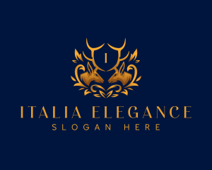 Elegant Deer Leaf logo design