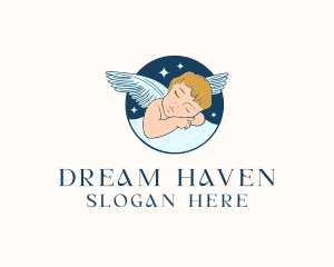 Rest - Sleeping Angel Cherub logo design