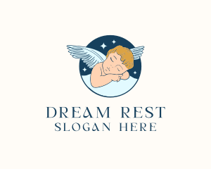 Sleeping Angel Cherub logo design
