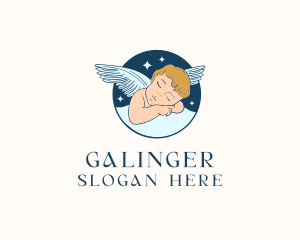 Sleeping - Sleeping Angel Cherub logo design