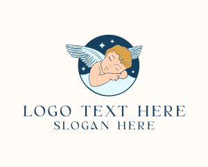 Dream - Sleeping Angel Cherub logo design
