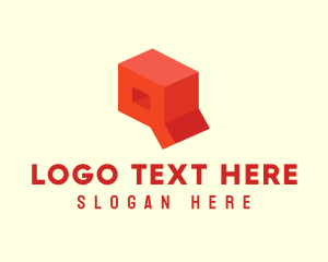 Mobile App - Red 3D Box Letter Q logo design