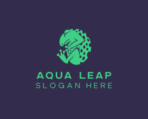 Amphibian - Green Frog Toad logo design