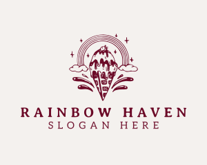 Ice Cream Rainbow Dessert logo design