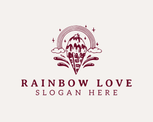 Ice Cream Rainbow Dessert logo design