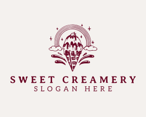 Ice Cream Rainbow Dessert logo design