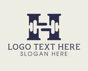 Weightlifting - Gym Dumbbell Letter H logo design