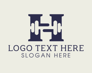 Physical Training - Gym Dumbbell Letter H logo design