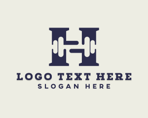 Hypertrophy - Gym Dumbbell Letter H logo design
