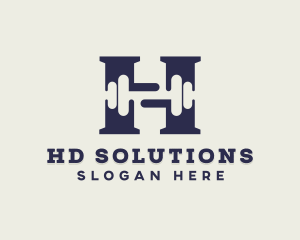 Gym Dumbbell Letter H logo design