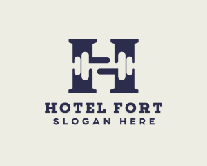 Gym Dumbbell Letter H logo design