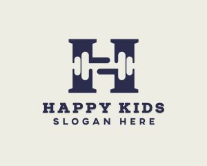 Gym Dumbbell Letter H logo design