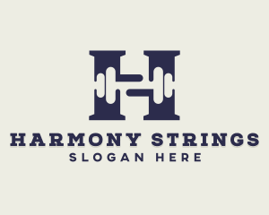 Gym Dumbbell Letter H logo design