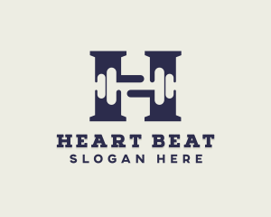 Gym Dumbbell Letter H logo design