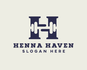 Gym Dumbbell Letter H logo design