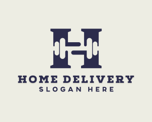 Gym Dumbbell Letter H logo design