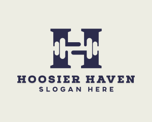 Gym Dumbbell Letter H logo design