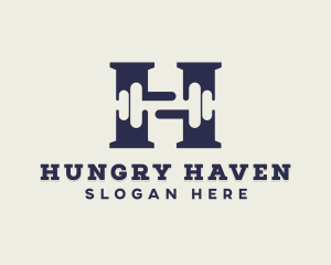 Gym Dumbbell Letter H logo design