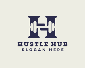 Gym Dumbbell Letter H logo design