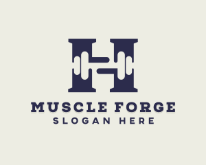 Hypertrophy - Gym Dumbbell Letter H logo design