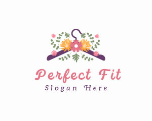 Fitting - Floral Fashion Hanger logo design