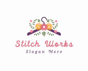 Alterations - Floral Fashion Hanger logo design