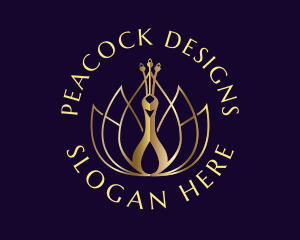 Golden Luxury Peacock logo design